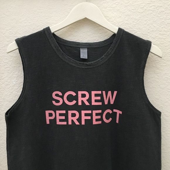 Graphic Sleeveless Muscle Tee, “Screw Perf… - Picture 2 of 7